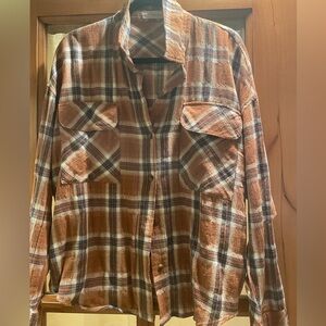 Brown Plaid Flannel Small